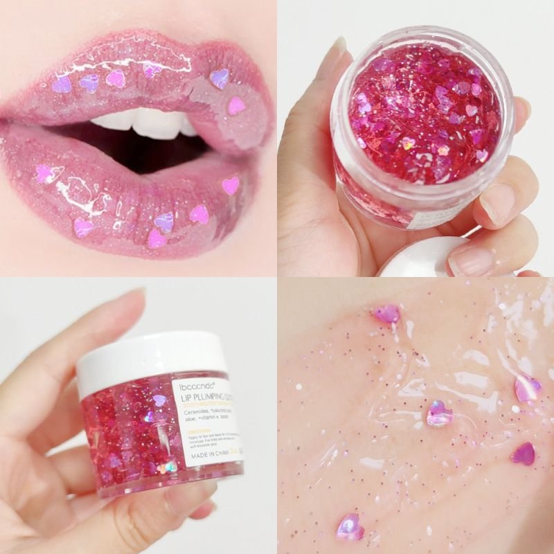 Ibcccndc Love Star Sequins Fade Lip Wrinkle Lip Plumping Glitter Mask