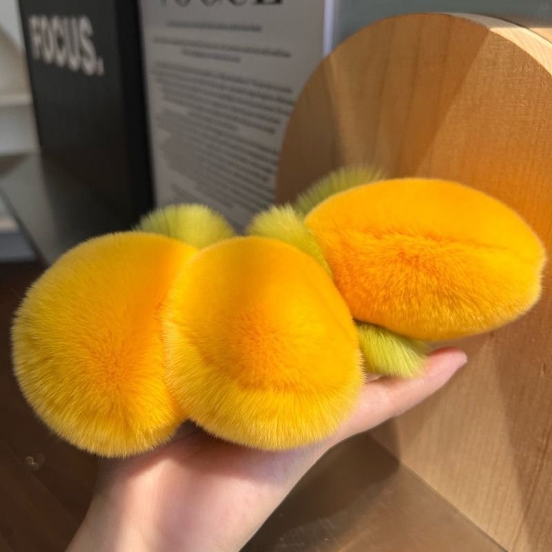 Cute Mango Rabbit Fur Plush Key Chain