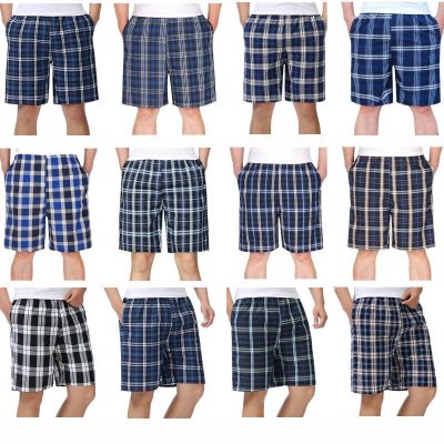 Mens Casual Plaid-Print Beach Shorts