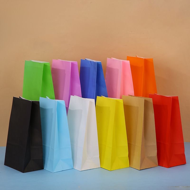 Creative Solid Color Series Kraft Paper Party Gathering Favor Packaging Bags