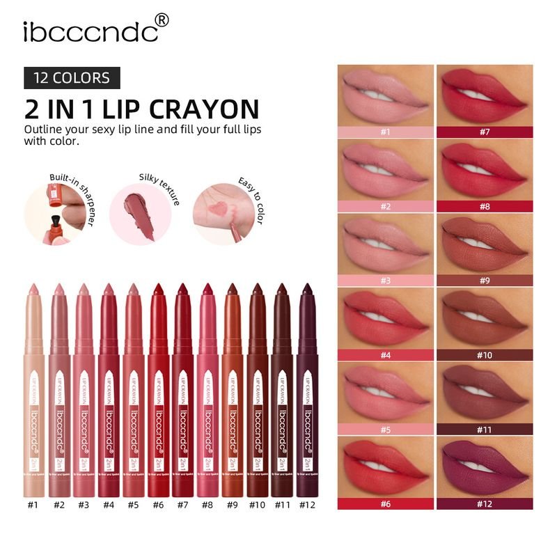 Ibcccndc Women Long-Lasting Waterproof Matte Rotating Lip Liner