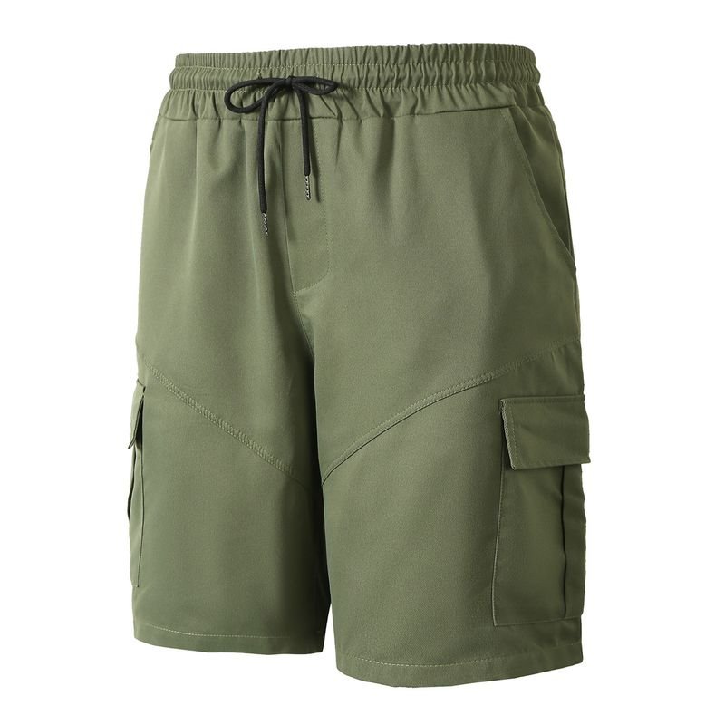 Men Summer Fashion Casual Solid Color Multi-Pocket Loose Cargo Shorts