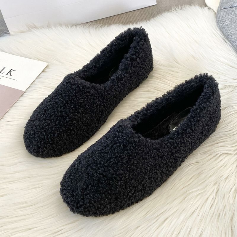 Winter Fashion Solid Color Plush Flat Loafers