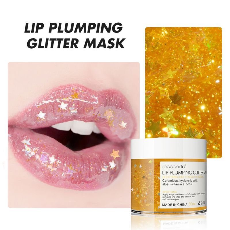 Ibcccndc Love Star Sequins Fade Lip Wrinkle Lip Plumping Glitter Mask