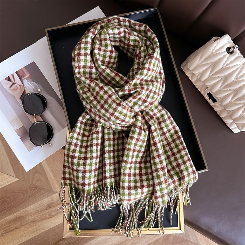 Autumn Winter Women British Style Cashmere Plaid Warm Scarf