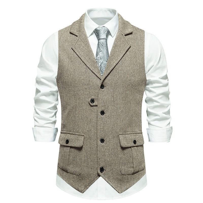 Men Fashion Business Casual Lapel Suit Vest