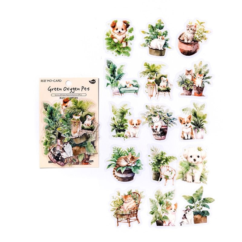 Simple Creative Watercolor Plant Potted Stickers