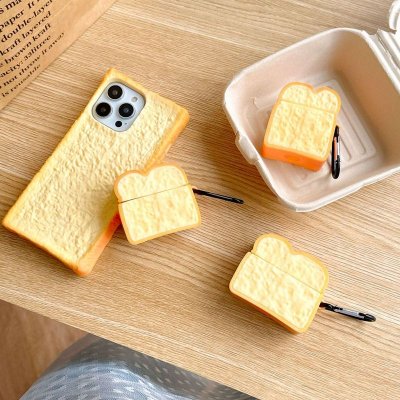 Cartoon Fun Simulation Toast Bread Apple Headset Protective Case