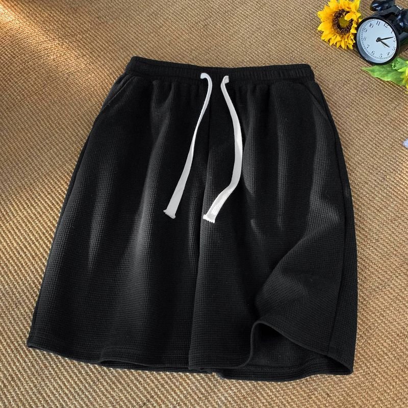 Men Casual Loose Drawstring Waffe Shorts