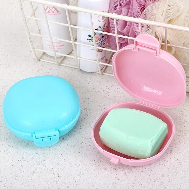 Portable Solid Color Soap Box With Lid