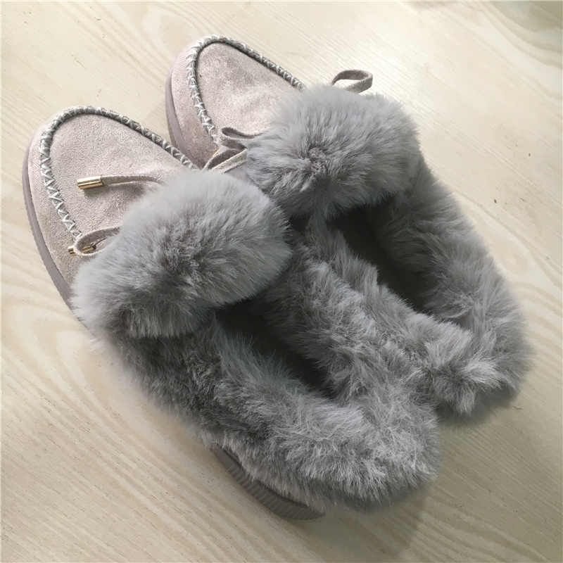 Size:5-11 Women Fashion Plus Size Bow Decor Thick-soled Plush Snow Boots