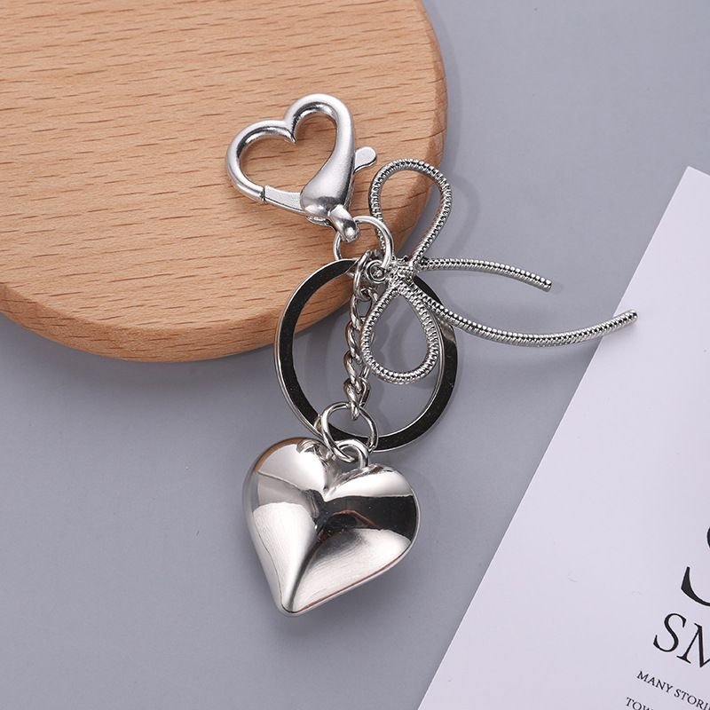 Fashion Simple Heart Bow Key Chain