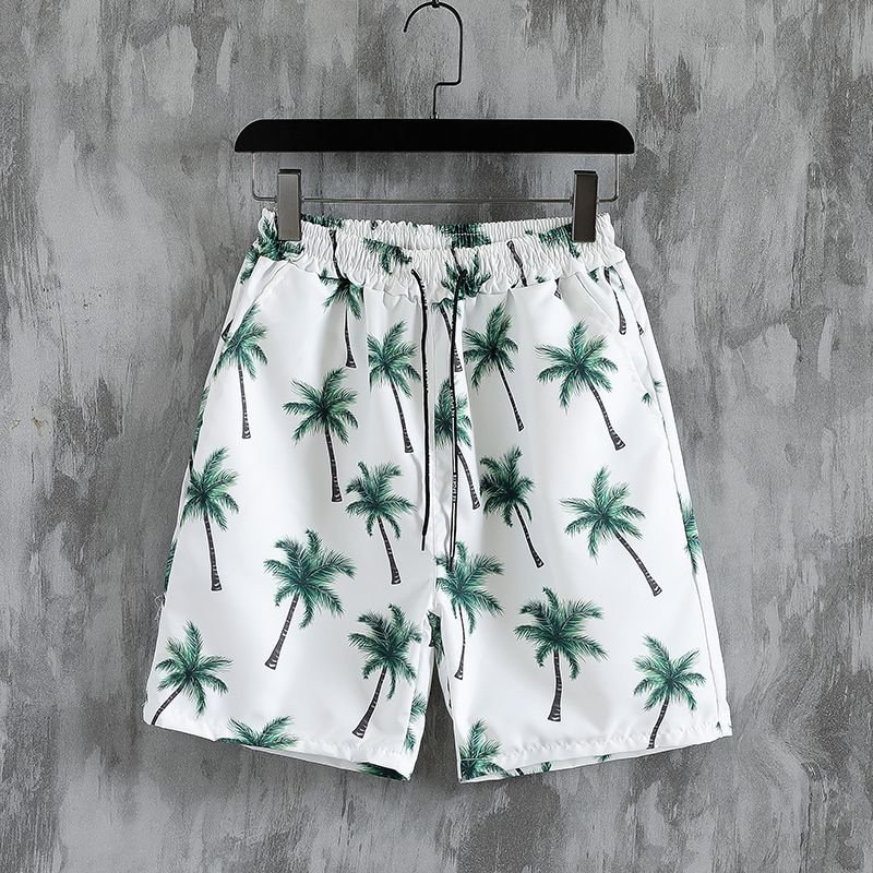 Men Casual Holiday Tiny Flower Print Plus Size Beach Shorts