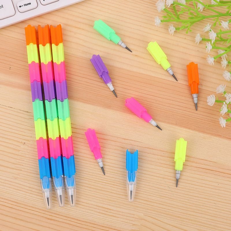 Simple Creative Multifunctional Bullet Block Changes 8 Rainbow Pencil 12-Bag