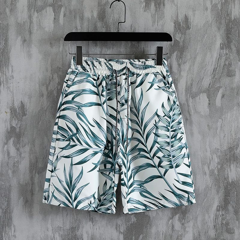 Men Casual Holiday Tiny Flower Print Plus Size Beach Shorts