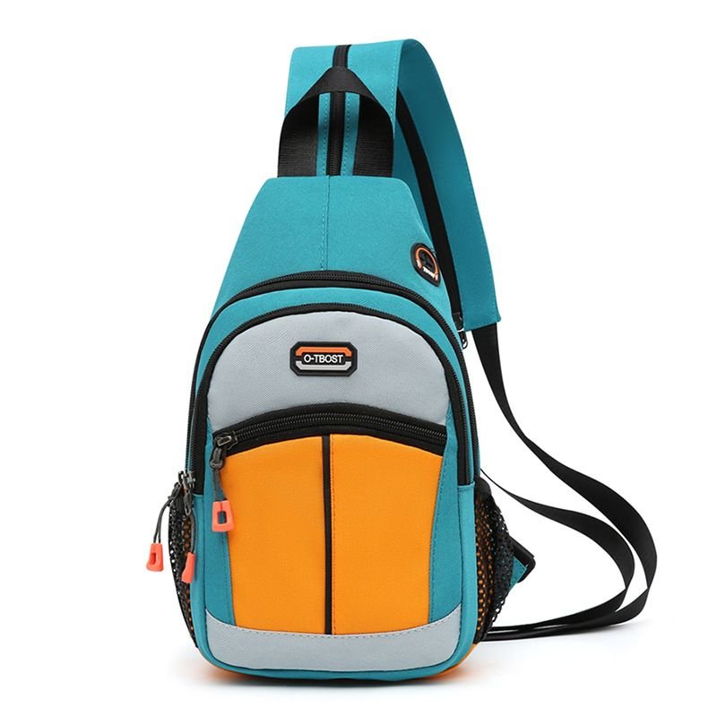 Casual Color Blocking Men Women Zipper Outdoor Travel Chest Bag Backpack