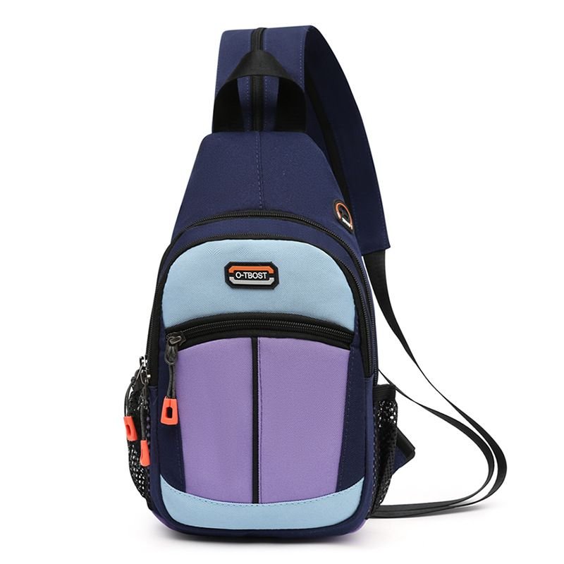 Casual Color Blocking Men Women Zipper Outdoor Travel Chest Bag Backpack