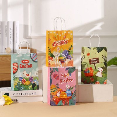 Easter Printed Kraft Paper Children'S Gift Tote Gift Bag