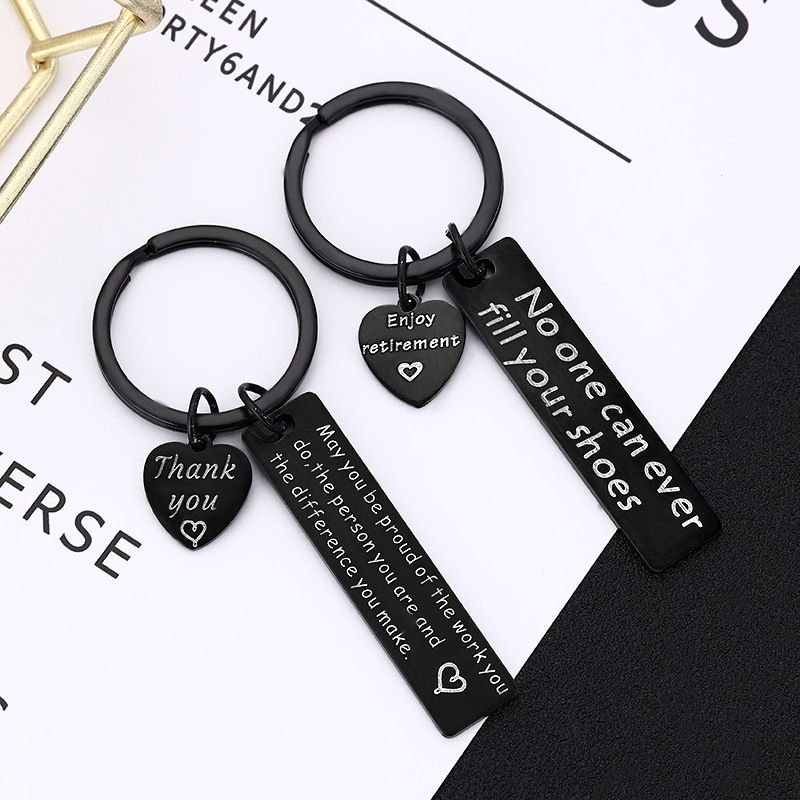 Simple Stainless Steel Heart Letter Keychain