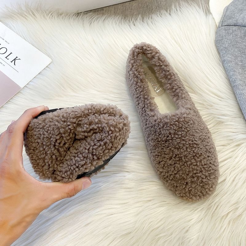 Winter Fashion Solid Color Plush Flat Loafers