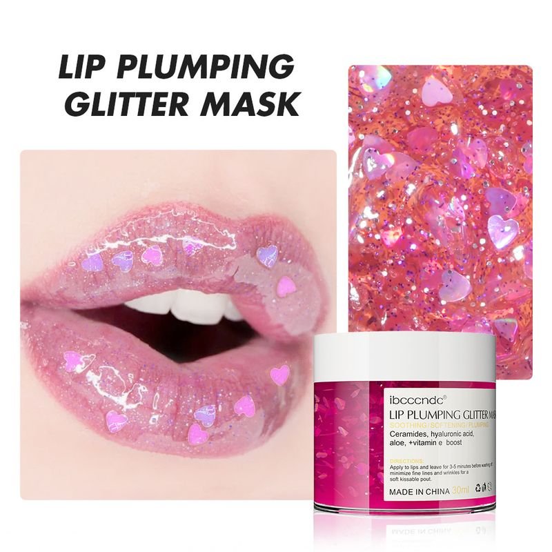 Ibcccndc Love Star Sequins Fade Lip Wrinkle Lip Plumping Glitter Mask