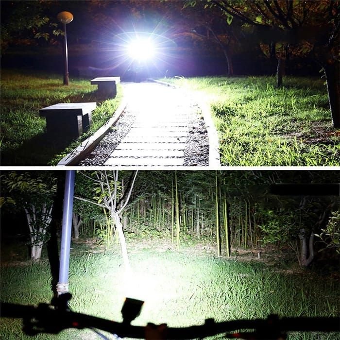 Mountain Bicycle Solar USB Rechargeable Glare Flashlight