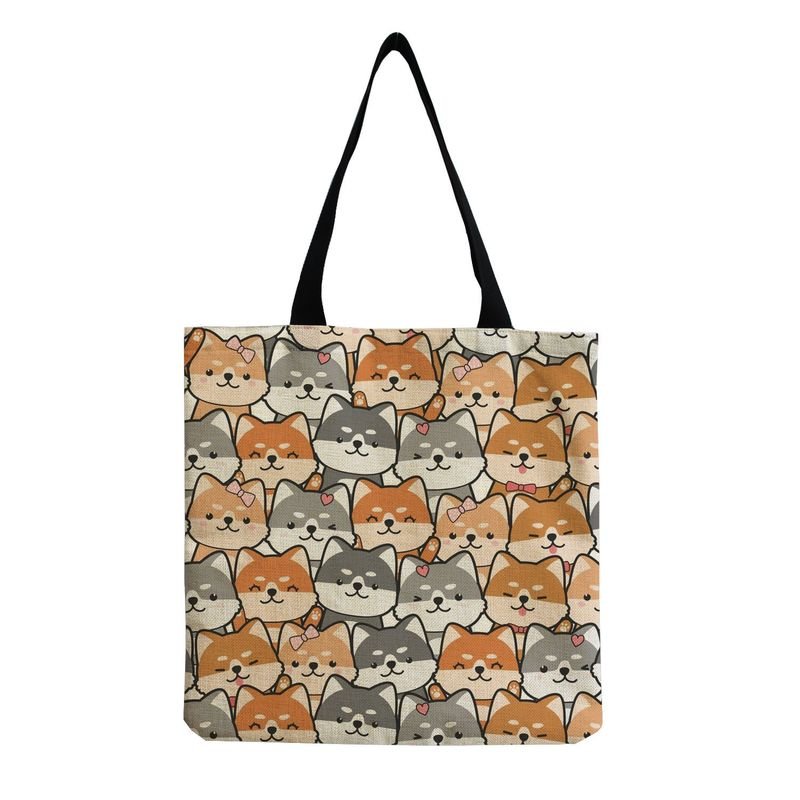 Fashionable Foldable Portable Cute Cat Group Printing Shopping Bag