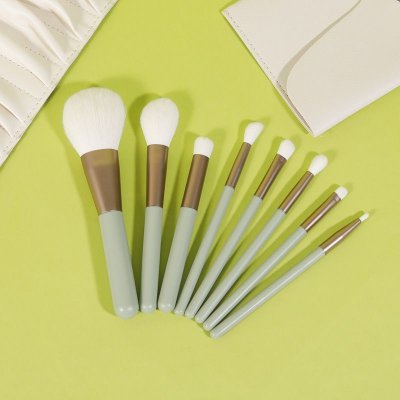 Women Simple Portable 8 Soft Hair Face Finisher Beauty Makeup Powder Brush Set