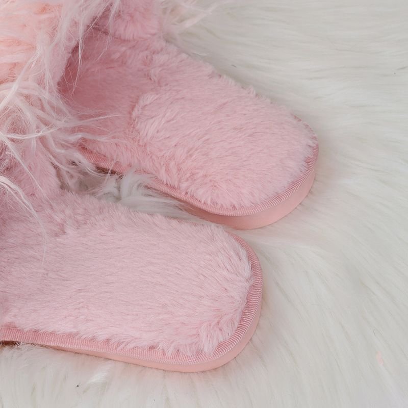 Autumn Winter Women Fashion Plus Size Plush Warm Flat Slippers