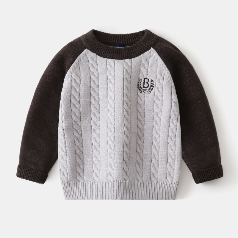 Kids Toddler Boys Fall Winter Casual Cute Color Matching Long Sleeve Knitwear Sweater