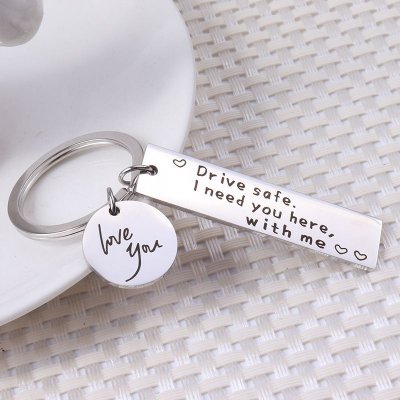 Simple Letter Stainless Steel Keychain