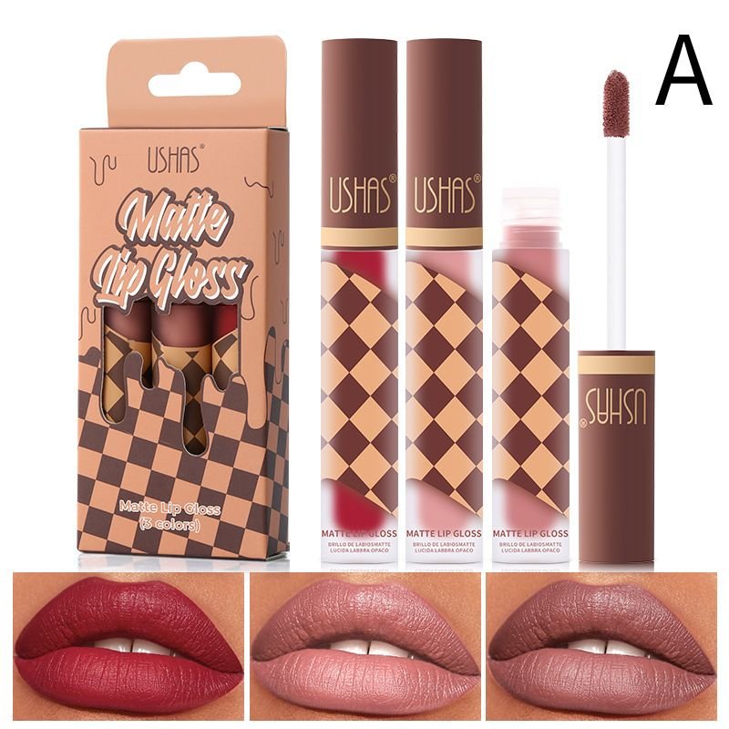 USHAS Women Simple Durable Matte Lipstick Cup 3 Sets