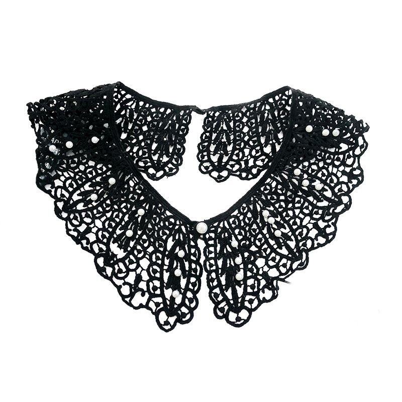 Women Fashion Pearl Lace Shawl Hollow Fake Collar