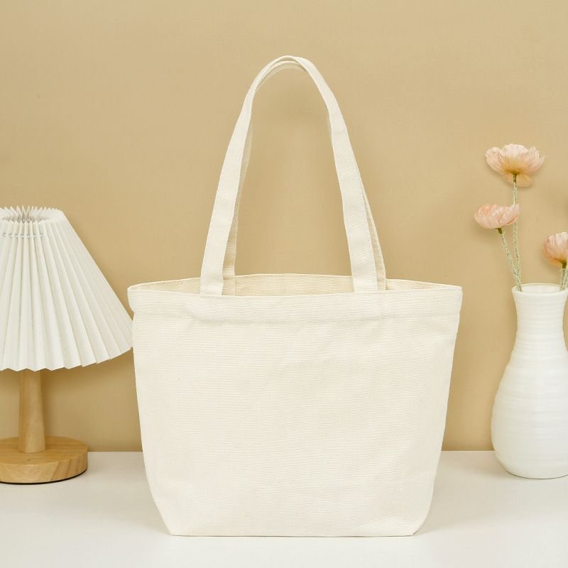 Women Simple Solid Color Large Capacity Canvas Shopping Tote Bag