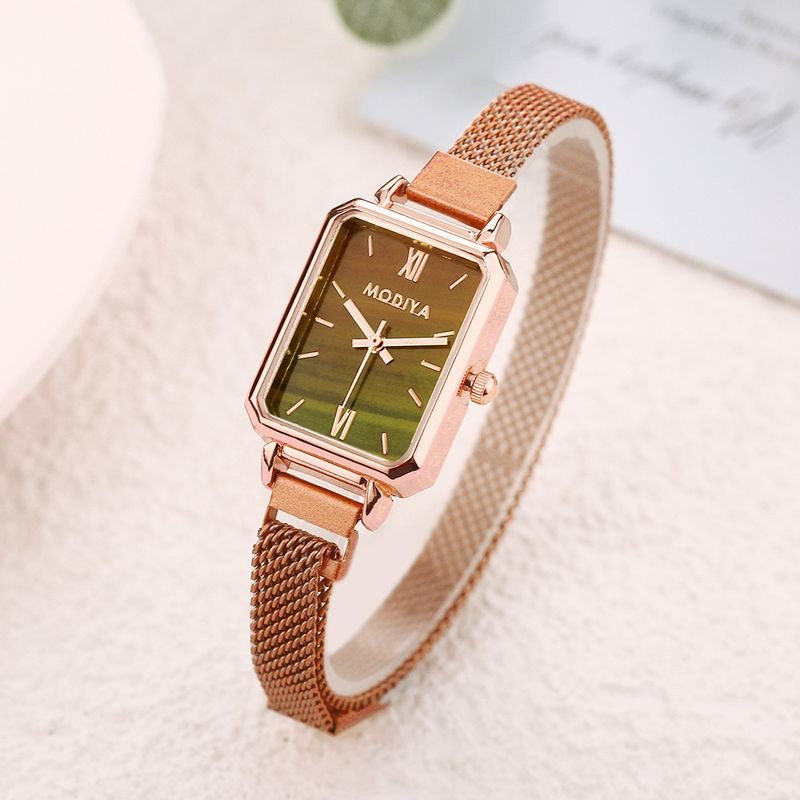 Women Fashion Square Peacock Green Quartz Watch