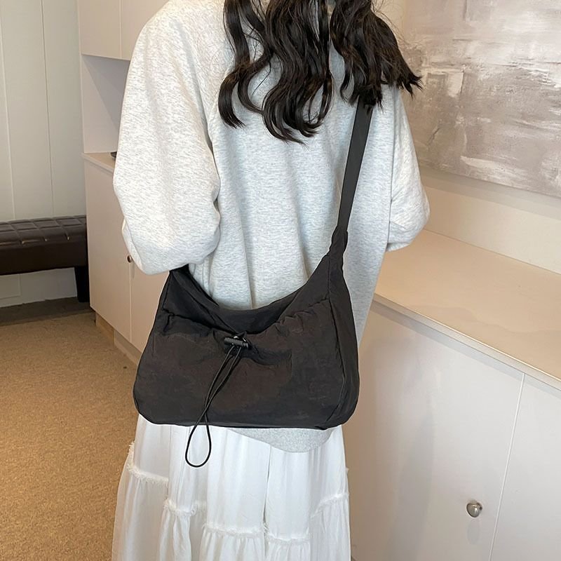 Women Fashion Casual Drawstring Canvas Shoulder Bag