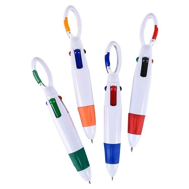 Simple Creative Portable Hanging Buckle Mountaineering Buckle Four-Color Ballpoint Pen