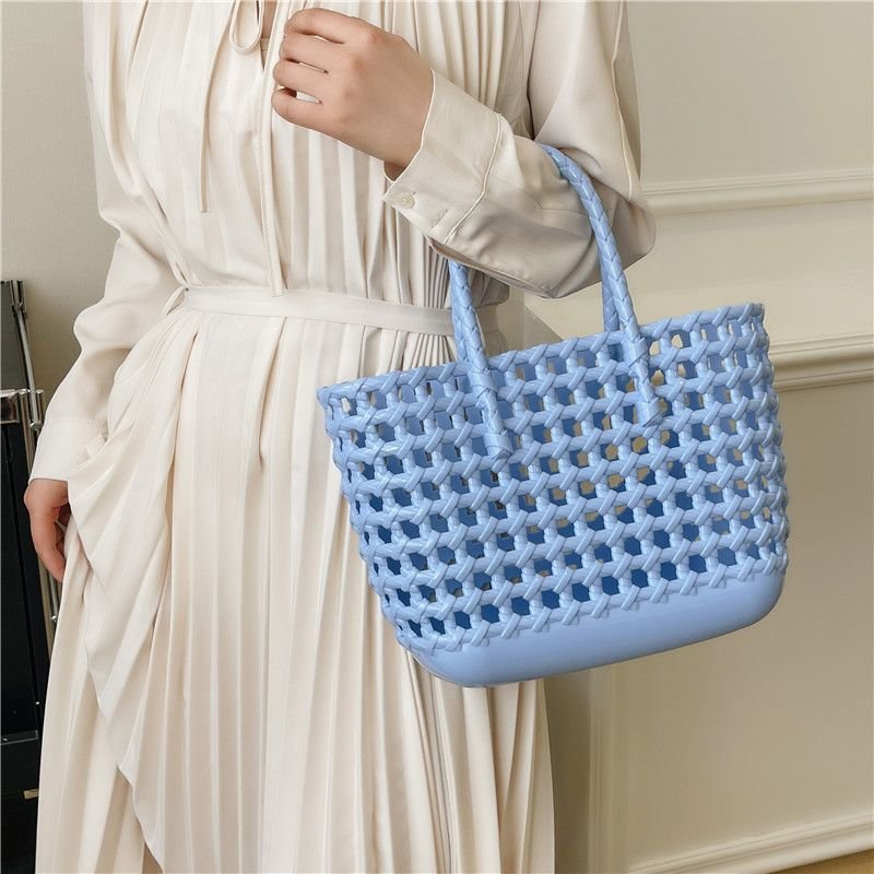 Fashion Solid Color Hollow Large Capacity Beach Bag Tote Bags