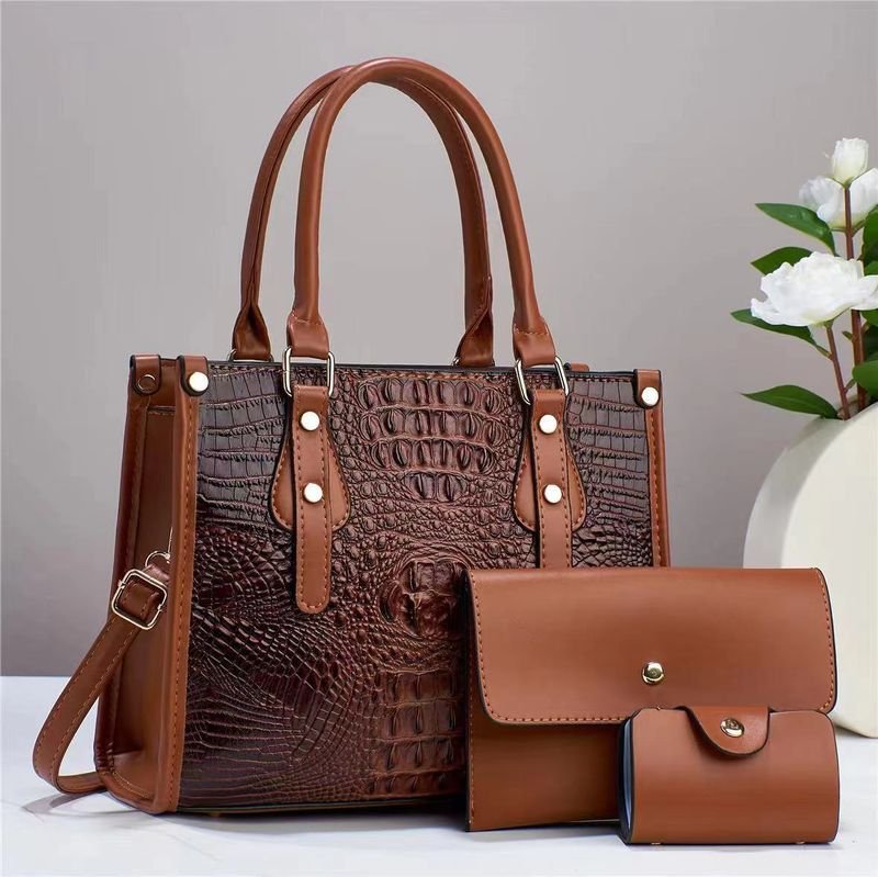 Women Elegant Crocodile Print Large-Capacity Handbag Sets