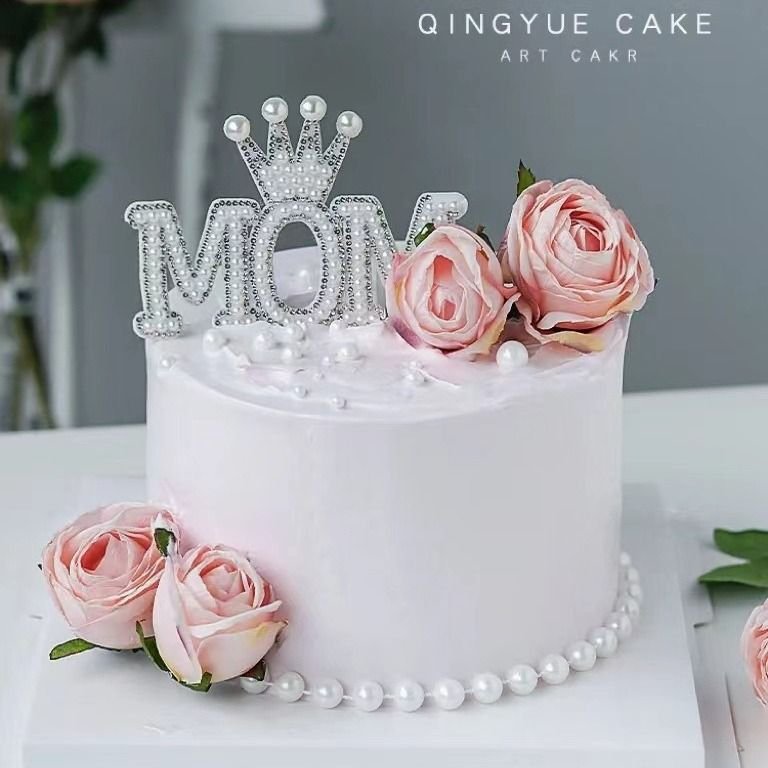 Mom Mother'S Day Cake Decor Pearl Queen Mom Plug-In