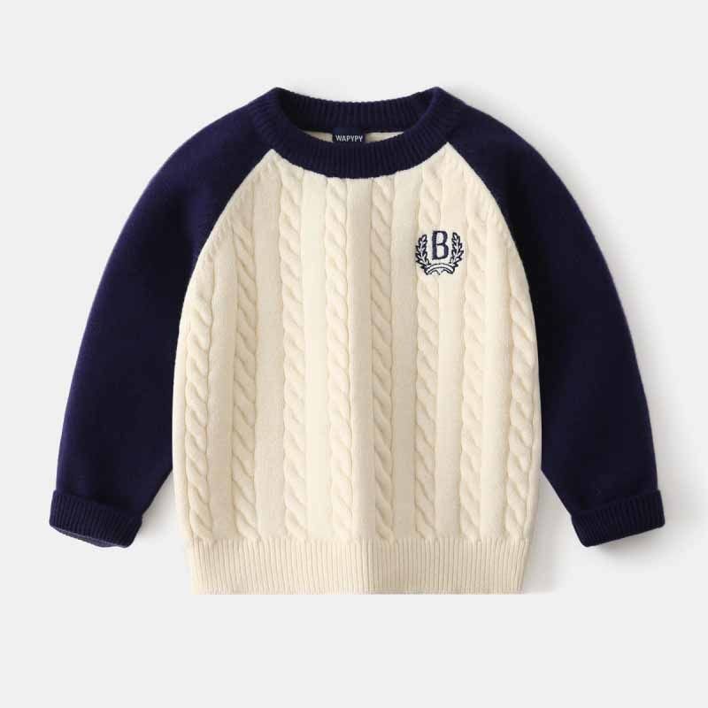 Kids Toddler Boys Fall Winter Casual Cute Color Matching Long Sleeve Knitwear Sweater