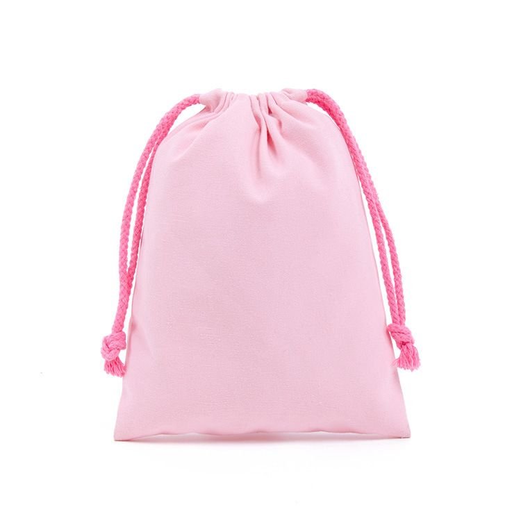 Custom Logo Solid Color Cotton Canvas Drawstring Bag