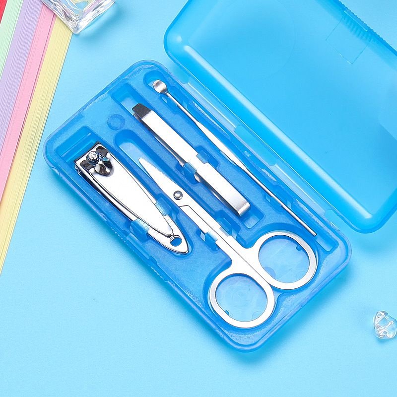 Stainless Steel Nail Clipper Portable Nail Art Manicure Tool Plastic Box 4 Piece Set Nail Clipper Nail Clipper Nail Suit