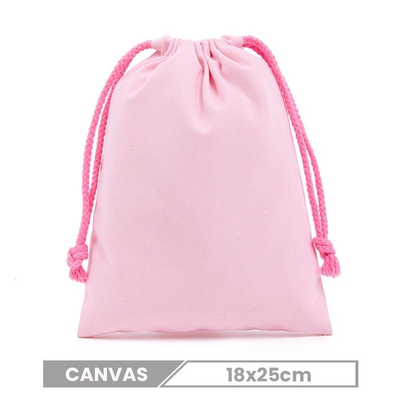 Custom Logo Solid Color Cotton Canvas Drawstring Bag