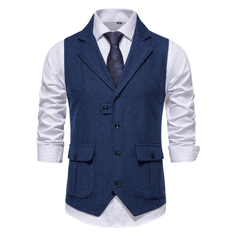 Men Fashion Business Casual Lapel Suit Vest