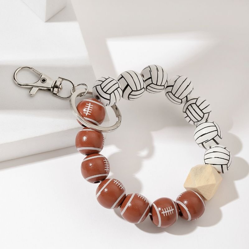 Fashion Creative Wooden Bead Bracelet Keychain