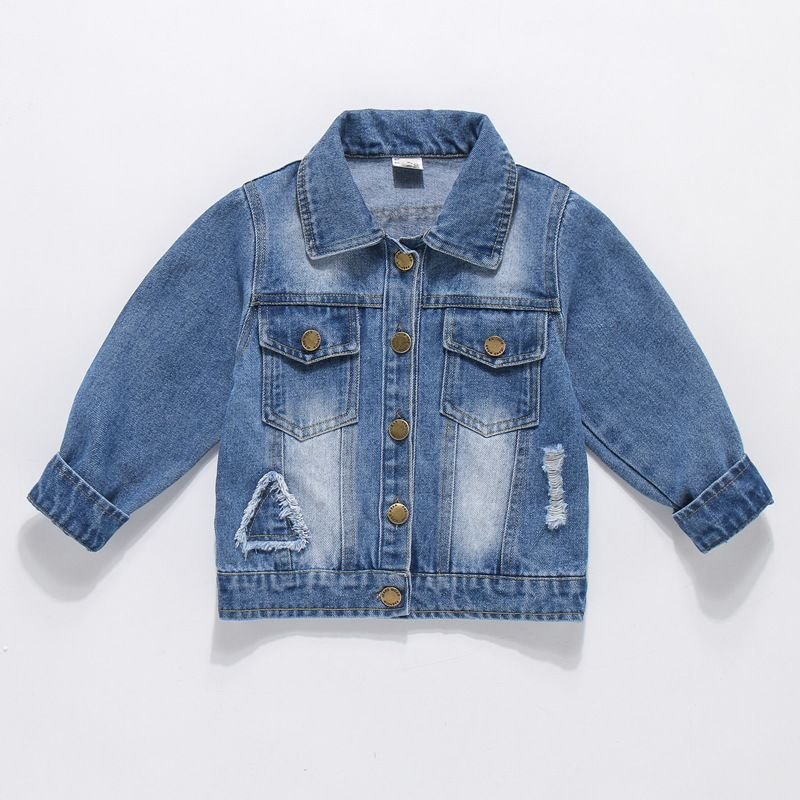 Kids Boys Basic Lapel Long Sleeve Single-breasted Denim Coat