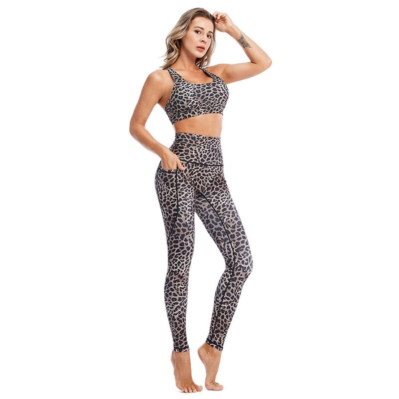 Women Casual High Waist Leopard Printed Quick Drying Yoga Leggings