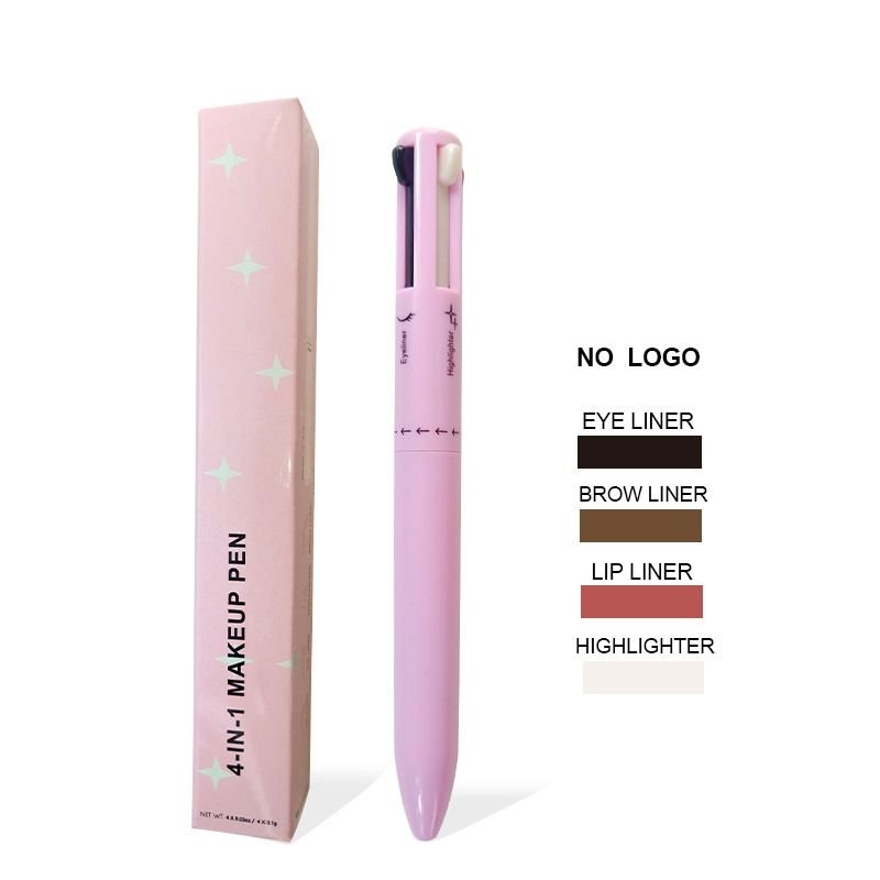 OEM Women Simple Four Color Lip Line High Gloss Eyeliner Eyebrow Pencil 4 In 1 Makeup Pen