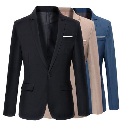 Men Plus Size Casual Long Sleeve Solid Color Pocket Design Suit Coat